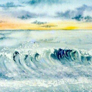 Painting titled "Gerbes de vagues" by Fanny Laffitte, Original Artwork