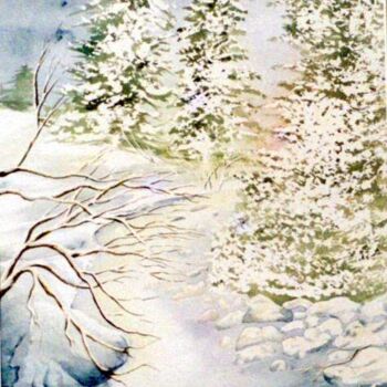 Peinture intitulée "Ruisseau sous la ne…" par Fanny Laffitte, Œuvre d'art originale