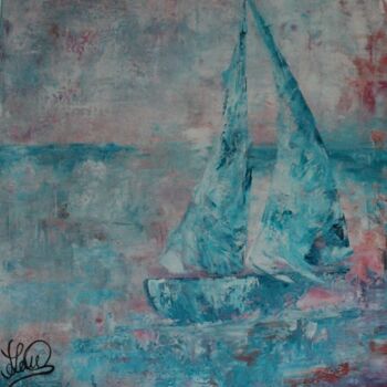 Painting titled "Bateau rose" by Fanny Lemarquier, Original Artwork, Acrylic Mounted on Wood Stretcher frame