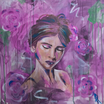 Картина под названием "Rose-marie" - Fanny Pasquier, Подлинное произведение искусства, Акрил Установлен на Деревянная рама д…