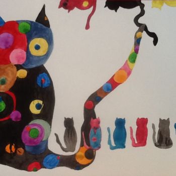 Painting titled "Chat petit petit..." by Fanny Touchet, Original Artwork, Acrylic