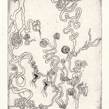 Gravures & estampes intitulée "Paysage" par Bueb Fanny, Œuvre d'art originale, Eau-forte