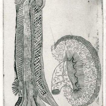 Druckgrafik mit dem Titel "Anatomie VI" von Bueb Fanny, Original-Kunstwerk, Radierung