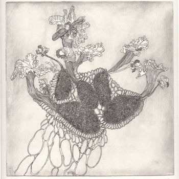 Gravures & estampes intitulée "Muscus Ovarium" par Bueb Fanny, Œuvre d'art originale, Eau-forte