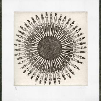 Gravures & estampes intitulée "Helianthus solare" par Bueb Fanny, Œuvre d'art originale, Eau-forte