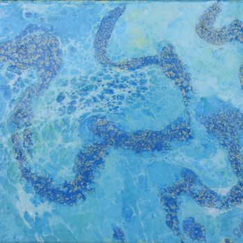 Painting titled "Fleuve et écume" by Fanny Durand, Original Artwork, Acrylic Mounted on Wood Stretcher frame