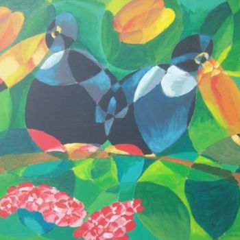 Painting titled "Ronde toucans / Ron…" by Fanny, Original Artwork