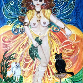 Schilderij getiteld "Die Göttin der Leic…" door Annemarie Stelzer, Origineel Kunstwerk, Acryl