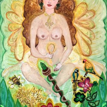 Schilderij getiteld "Die Göttin der Schö…" door Annemarie Stelzer, Origineel Kunstwerk, Acryl