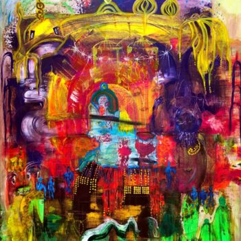 "Indien Elefantenfest" başlıklı Tablo Annemarie Stelzer tarafından, Orijinal sanat, Zamklı boya