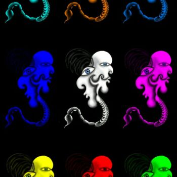Arts numériques intitulée "colored twins" par Fantastic-Art, Œuvre d'art originale, Travail numérique 2D