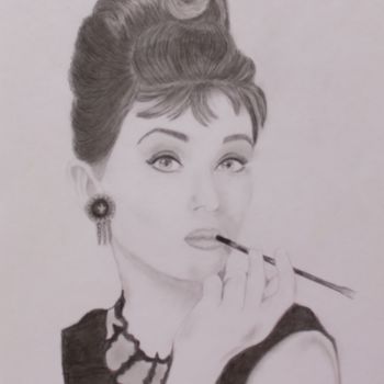 「Audrey Hepburn art…」というタイトルの描画 Nadiia Morokhovetsによって, オリジナルのアートワーク, グラファイト