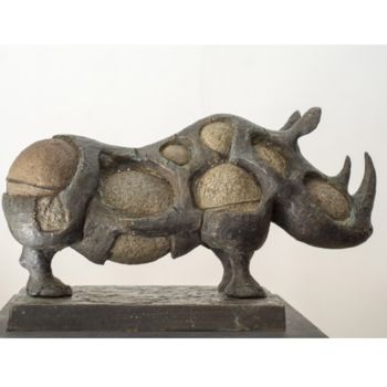Sculpture intitulée "Save the Rhino IV" par Roberto Fantini, Œuvre d'art originale, Bronze