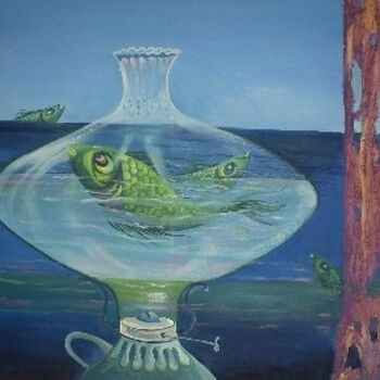 Pintura titulada "Quinque con peces" por Luis Alberto Faraco, Obra de arte original, Oleo