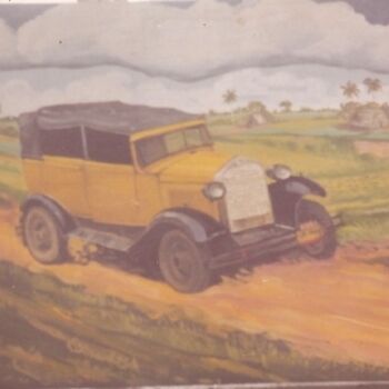 Painting titled "Auto antiguo en cam…" by Luis Alberto Faraco, Original Artwork, Oil