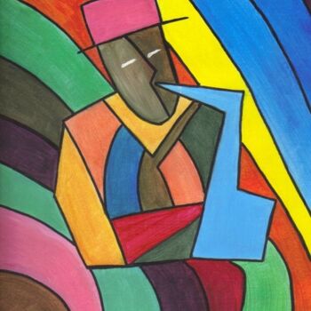 Peinture intitulée "Mr Saxobeat" par Farah Thabti, Œuvre d'art originale, Acrylique
