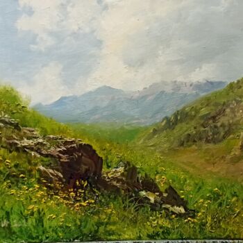 Painting titled "Green Spring On The…" by Faramarz Mokhtarpour, Original Artwork, Oil