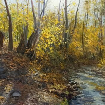Painting titled "Autumn" by Faramarz Mokhtarpour, Original Artwork, Oil