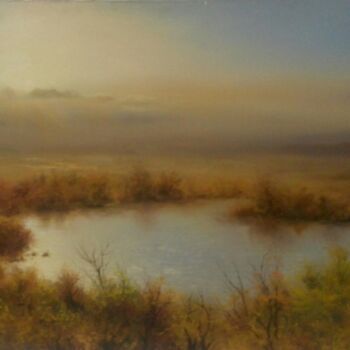 Painting titled "Sunset On The Plain" by Faramarz Mokhtarpour, Original Artwork, Oil
