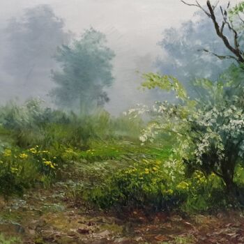 「Spring In The Forest」というタイトルの絵画 Faramarz Mokhtarpourによって, オリジナルのアートワーク, オイル