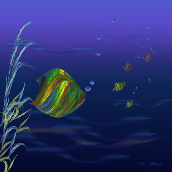 Arts numériques intitulée "fonds-marins.jpg" par Christiane Mosca, Œuvre d'art originale, Peinture numérique