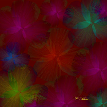 Digital Arts titled "fleurs-fluo1.jpg" by Christiane Mosca, Original Artwork, Digital Painting