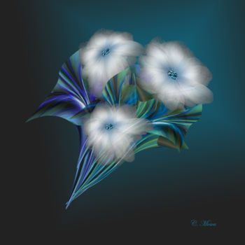 Arts numériques intitulée "fleurs-blanches-coe…" par Christiane Mosca, Œuvre d'art originale, Peinture numérique