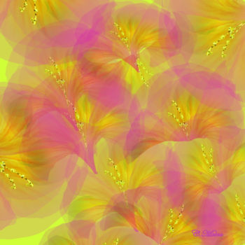 Digital Arts titled "Flou de fleurs" by Christiane Mosca, Original Artwork, Digital Painting