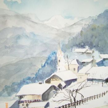 Malerei mit dem Titel "Winter im Gebirge" von Eva Hedbabny, Original-Kunstwerk