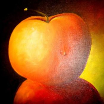 Peinture intitulée "feuchter Apfel" par Eva Hedbabny, Œuvre d'art originale