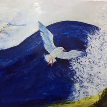 Peinture intitulée "flying-low.jpg" par Fareli, Œuvre d'art originale, Encaustique