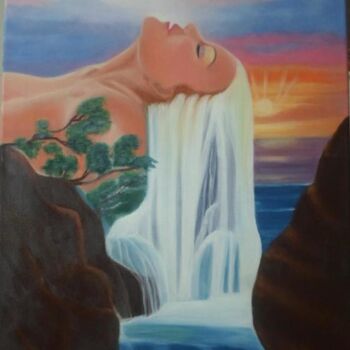 Malerei mit dem Titel "cascade.jpg" von Fargier Josiane, Original-Kunstwerk, Öl