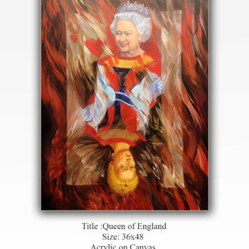 Ζωγραφική με τίτλο "Queen of England" από Farhad Amini, Αυθεντικά έργα τέχνης, Ακρυλικό