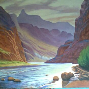 Schilderij getiteld "la riviere" door Farid Bendjamah, Origineel Kunstwerk