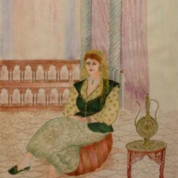 Ζωγραφική με τίτλο "Costume traditionne…" από Farida Benmahmoud, Αυθεντικά έργα τέχνης