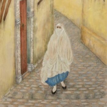 Painting titled ""Le Haik" Alger (pe…" by Farida Benmahmoud, Original Artwork