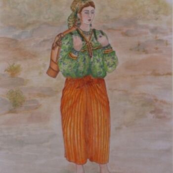Painting titled "Jeune femme kabyle…" by Farida Benmahmoud, Original Artwork