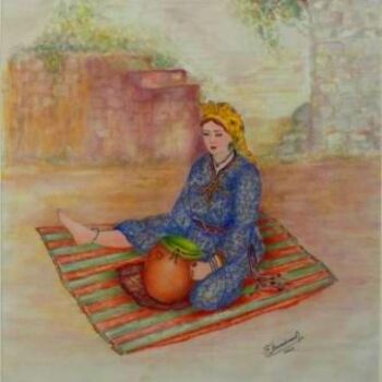 Painting titled "Jeune femme de peti…" by Farida Benmahmoud, Original Artwork