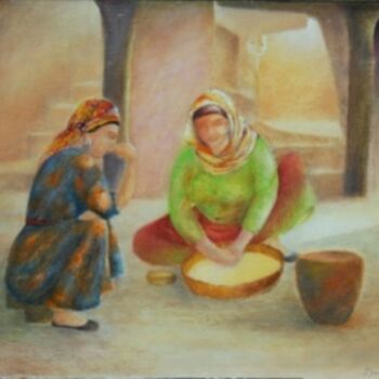 Peinture intitulée "Les femmes de Ghard…" par Farida Benmahmoud, Œuvre d'art originale