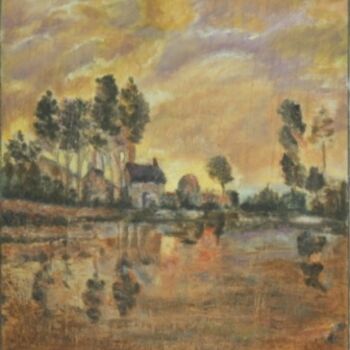 Painting titled "Paysage (peinture à…" by Farida Benmahmoud, Original Artwork