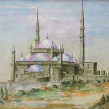 Malerei mit dem Titel "Mosquée "Mohamed Al…" von Farida Benmahmoud, Original-Kunstwerk