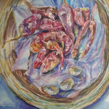 Pintura titulada "chili peppers in ba…" por Fariel Shafee, Obra de arte original