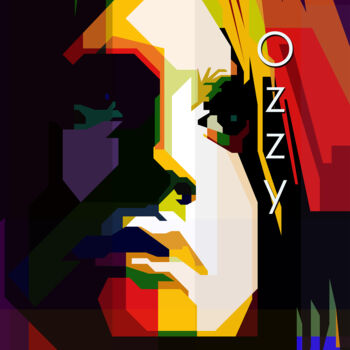 Arte digital titulada "Ozzy Osbourne Black…" por Fariza Abdurrazaq, Obra de arte original, Impresión digital