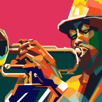 Digital Arts titled "Jazz Trumpet Musici…" by Fariza Abdurrazaq, Original Artwork, Digital Print