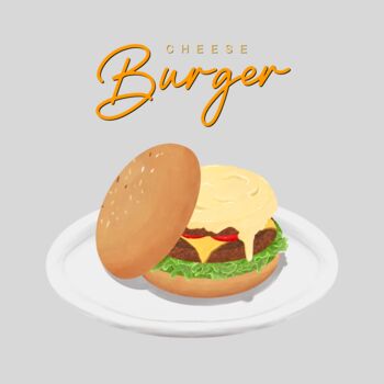 Digitale Kunst mit dem Titel "Creamy Cheese Burger" von Farizkyfattah Farizky Fatah N, Original-Kunstwerk, Digitale Malerei
