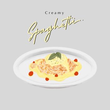 Grafika cyfrowa / sztuka generowana cyfrowo zatytułowany „Creamy Spaghetti” autorstwa Farizkyfattah Farizky Fatah N, Orygina…