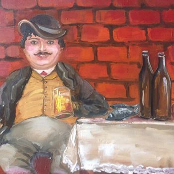 Malerei mit dem Titel "Bar Beer Art, Bar D…" von Elena Farshidi, Original-Kunstwerk, Öl Auf Keilrahmen aus Holz montiert