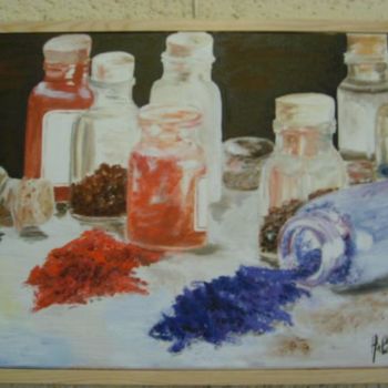 Malerei mit dem Titel "les pigments" von Arlette Faure, Original-Kunstwerk, Öl