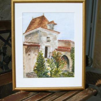 Painting titled "pigeonnier" by Arlette Faure, Original Artwork, Oil