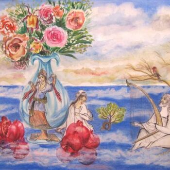 Painting titled "la poesie" by Farnaz Pishro, Original Artwork